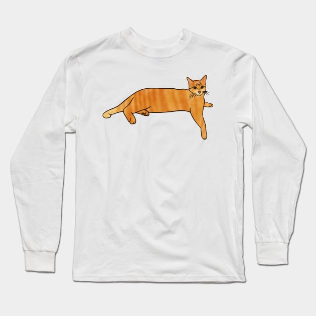 Laying Orange Tabby Cat Long Sleeve T-Shirt by murialbezanson